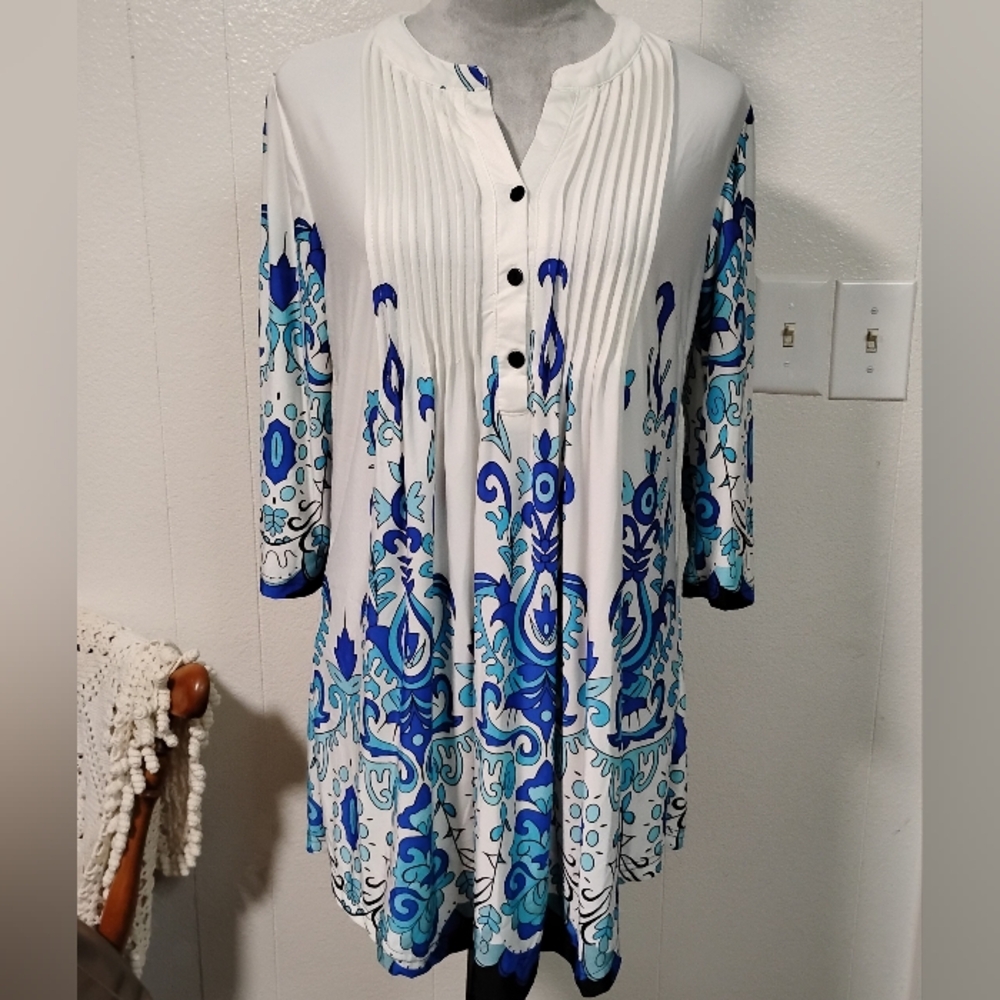 Reborn White Paisley Boho Tunic Min Dress Small